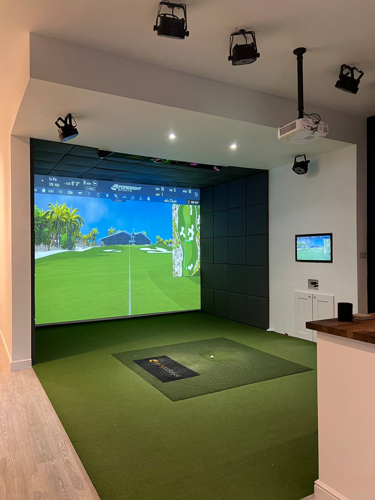 Indoor golf simulator studio at The Golf Lounge, Birstall, Leicester