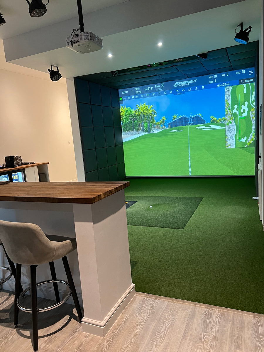 Golf simulator bay at The Golf Lounge, Birstall